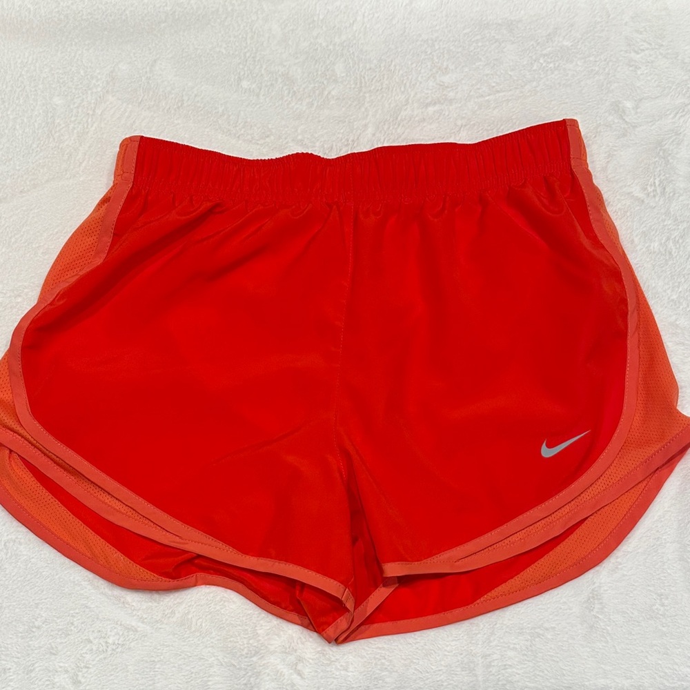 Nike orange dri-fit tempo shorts, size M